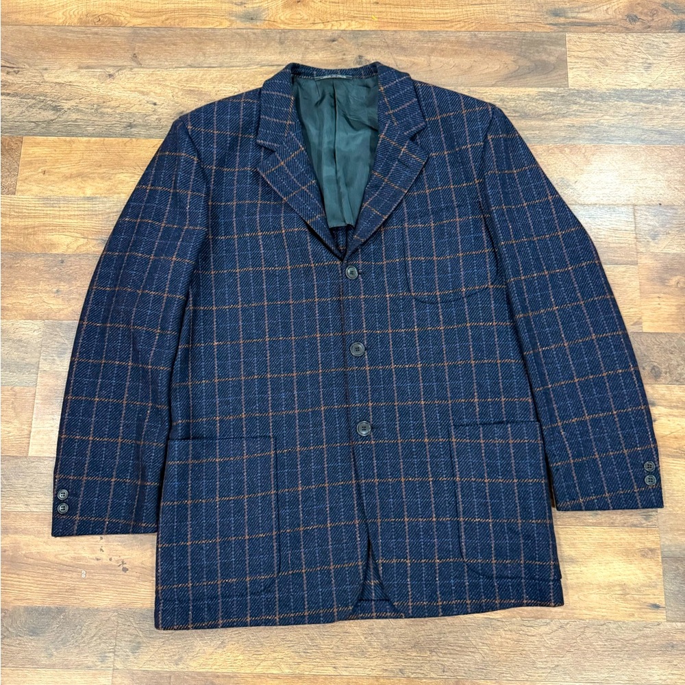 Ermenegildo Zegna Soft Cashmere Sport Coat Blazer Mens 42R (52 (EUR) Blue Plaid